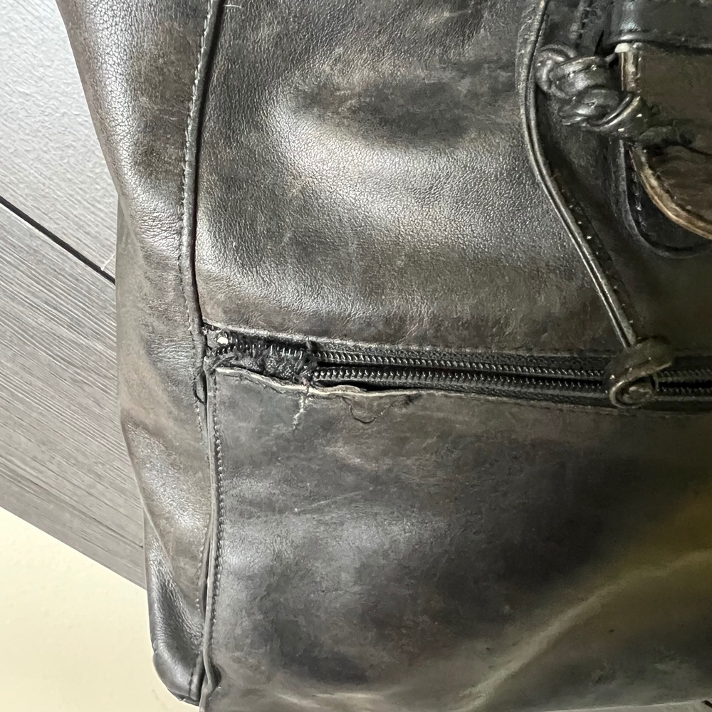 Coach VTG Black Leather Backpack Bucket Daypack USA Made 90s Rare PROJECT BAG - Picture 3 of 15